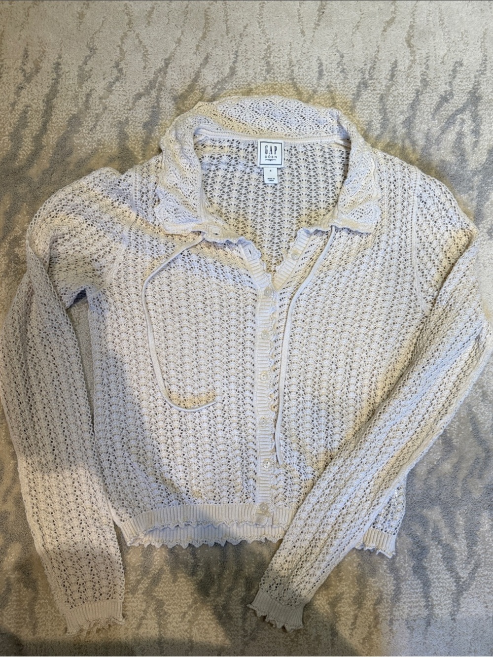 GAP Cream Open-Stitch Button Front Cardigan